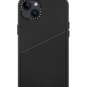 Casetify Black iPhone 15 Plus Leather Card Case